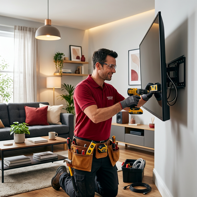 Professional handyman installing a ceiling fan