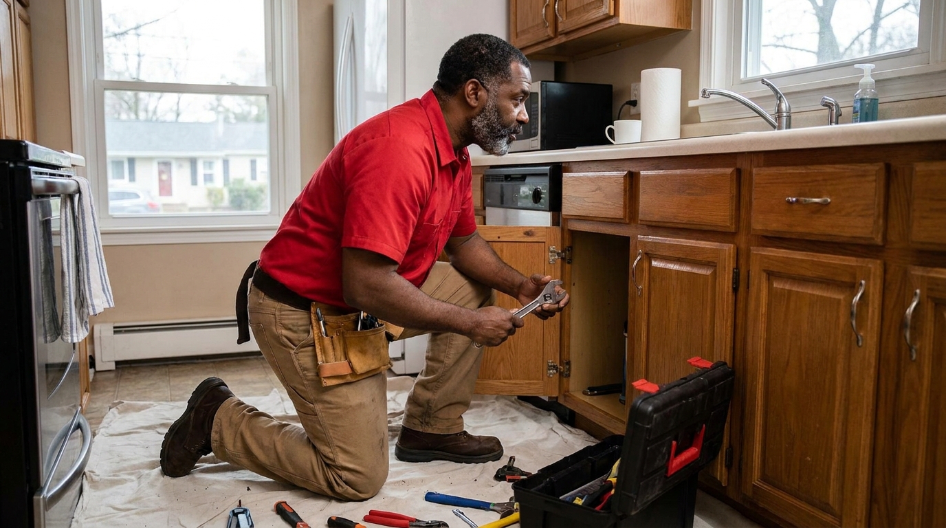 Professional handyman from Ninja Handyman Services performing a repair